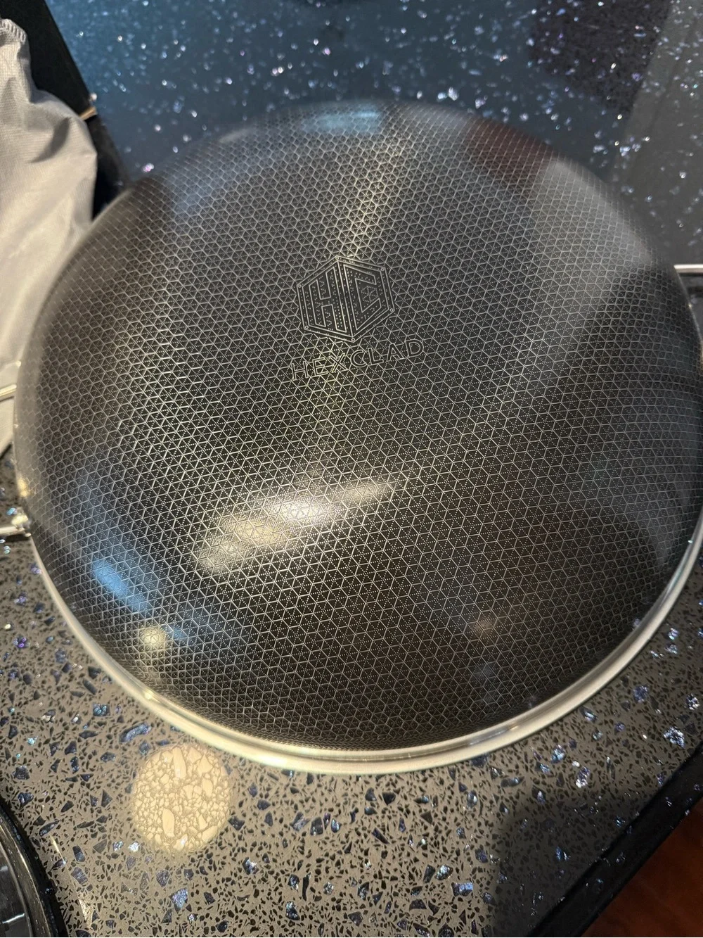 HexClad Stainless Steel Nonstick Wok with Lid - Silver